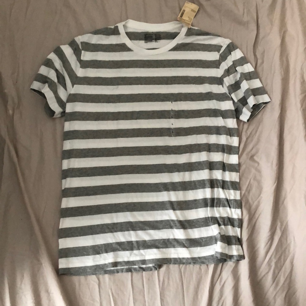 Gray and white striped shirt